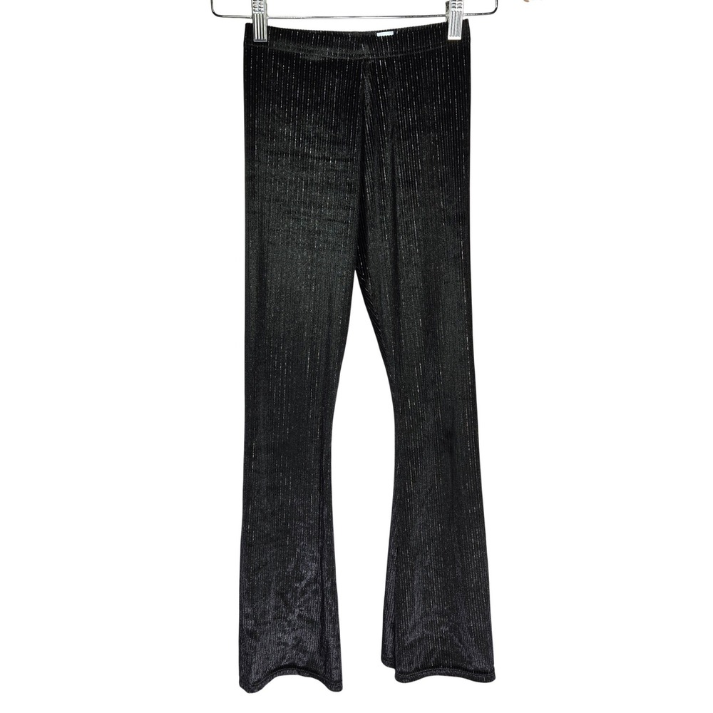 Old Navy High-Waisted Black Velvet Shine Flare Leg Pants Size‎ L 10-12 584838-01